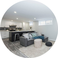 Designed interior lighting in a finished room
